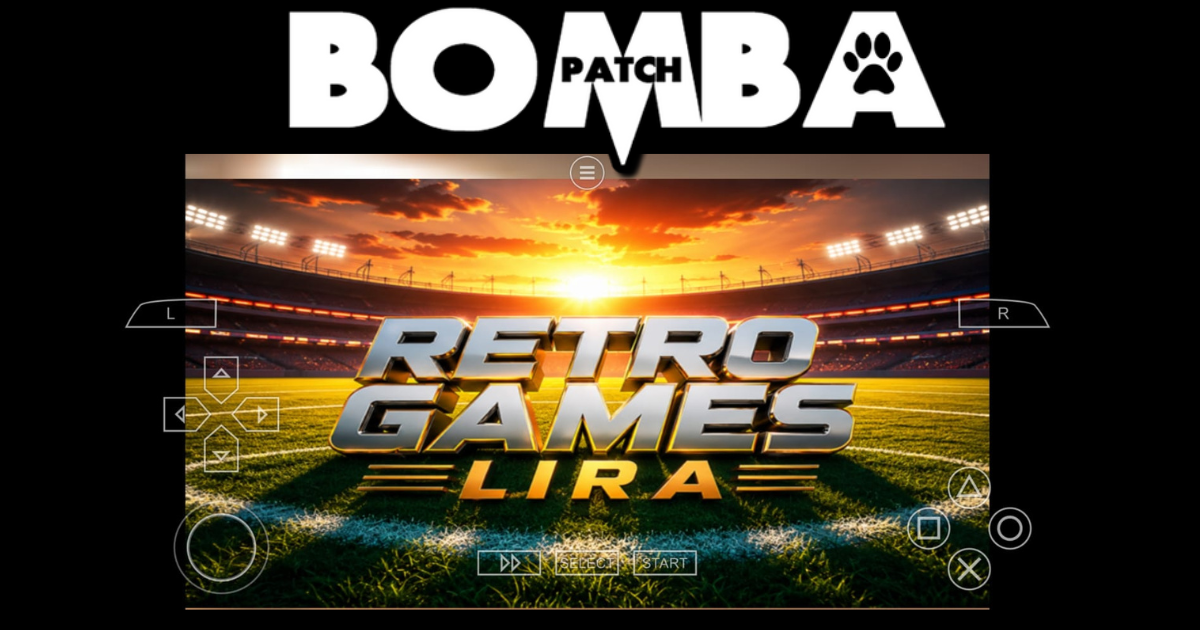 Bomba Patch e Retro Games Lira em um estádio de futebol